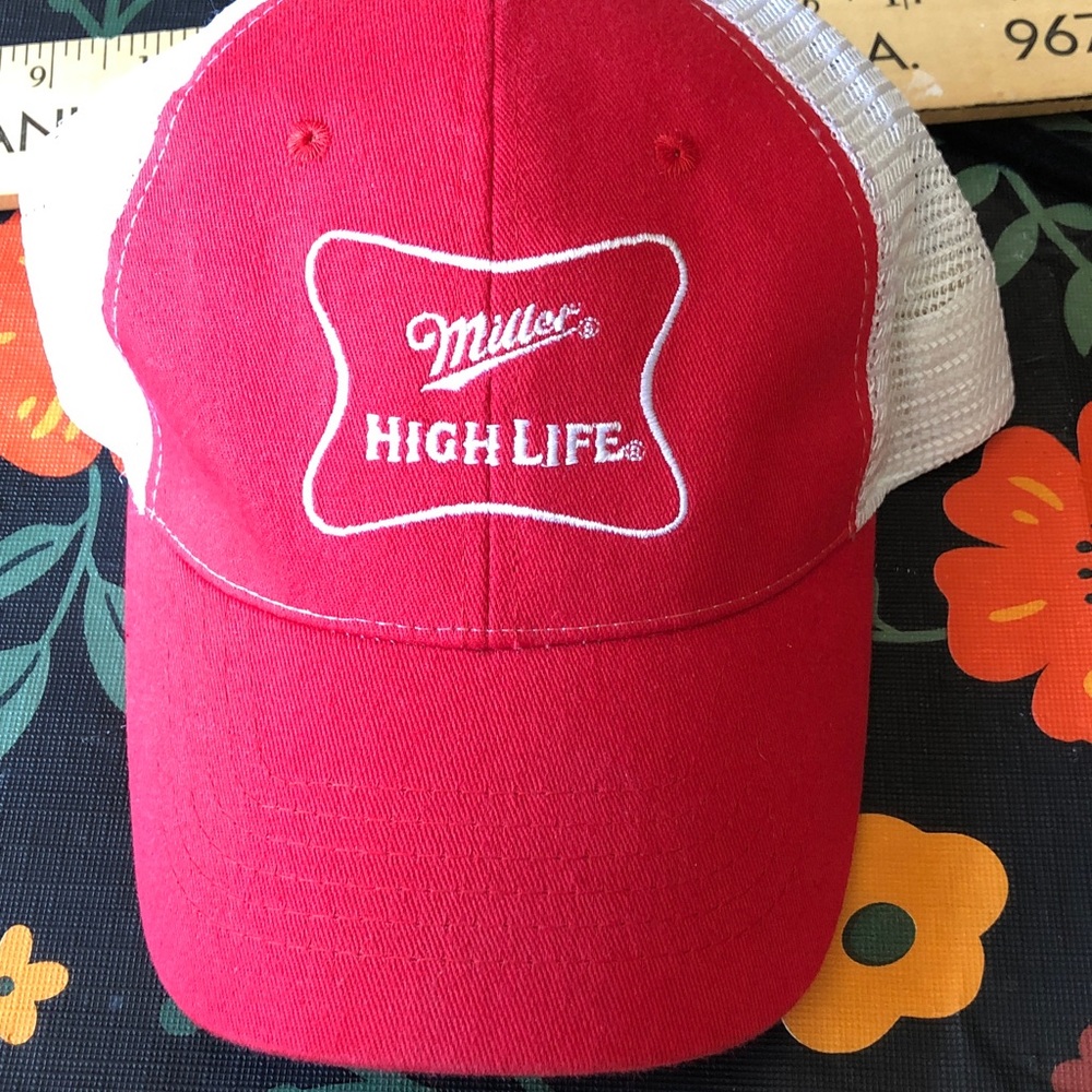 ACME red and White Miller High Life Mesh strap back Cap